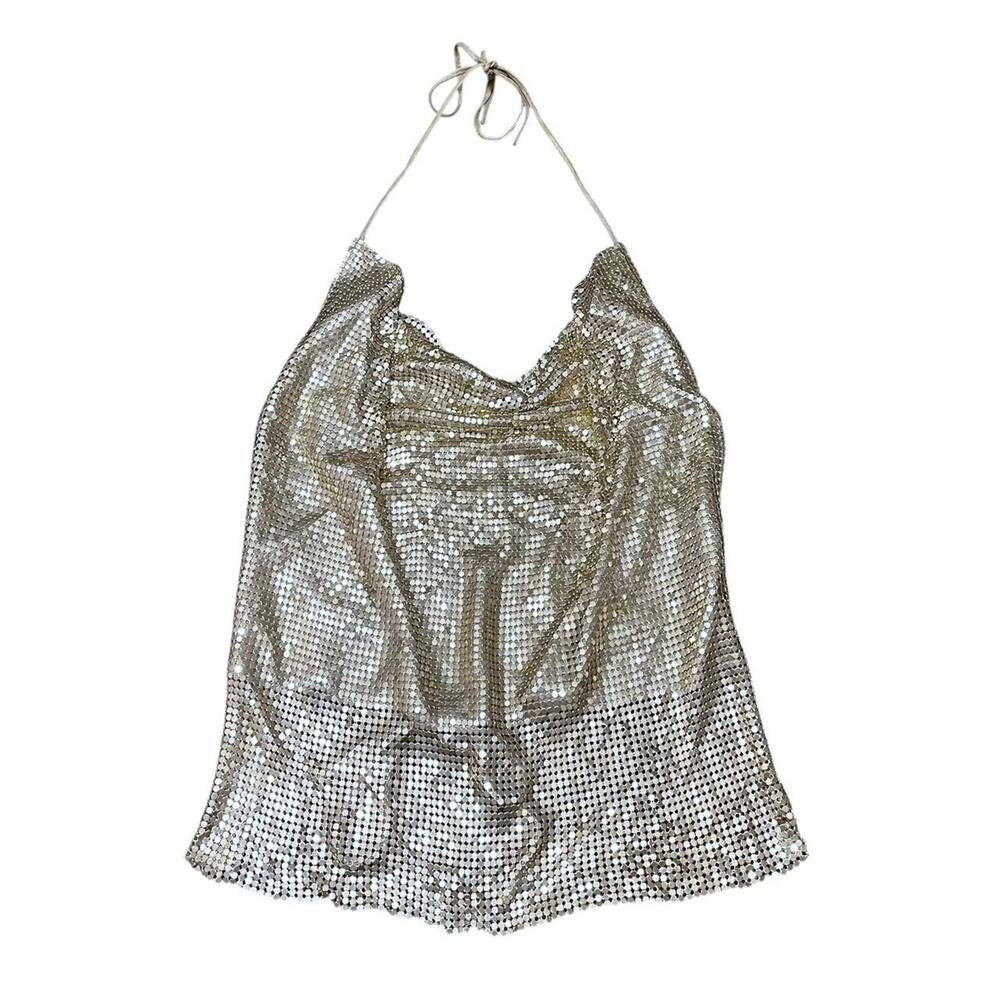 Y2K Forever 21 Chain Mail Open Back Lace Up Tank Top